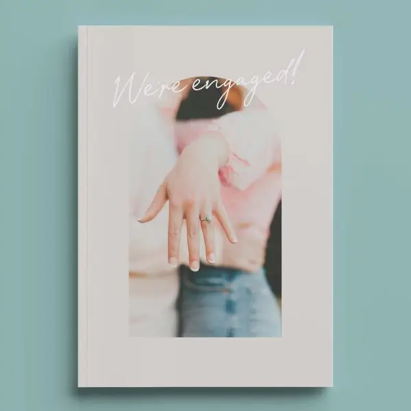 Engagement Photo Book Magazine Style format. Celebrate your engagement with a stylish photo book filled with your proposal images or the engagement party celebration photos.
