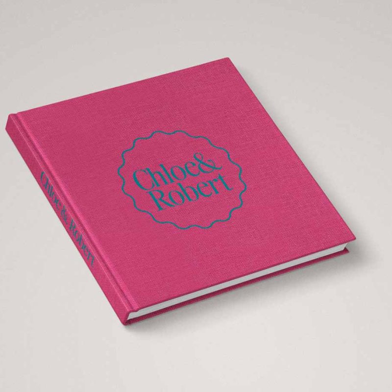Fuchsia wedding album cover with hot pink vibes