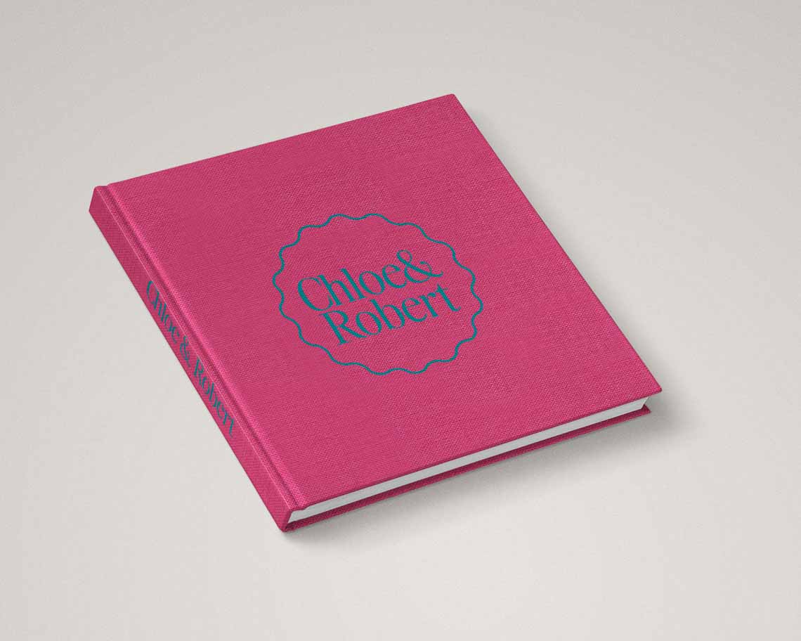Fuchsia wedding album cover with hot pink vibes