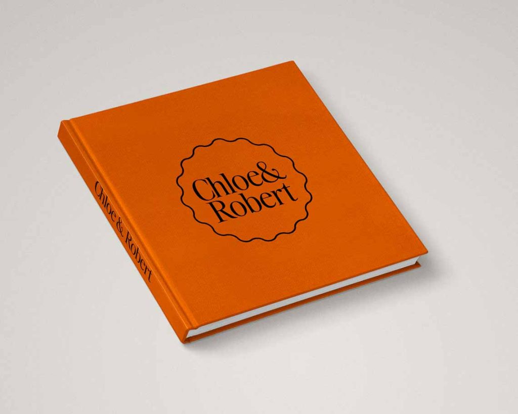 Orange wedding album in colour marmalade
