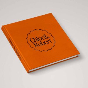 Orange wedding album in colour marmalade