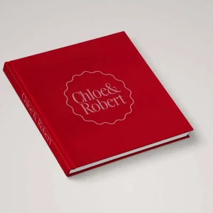 Red wedding album cover in colour candy apple