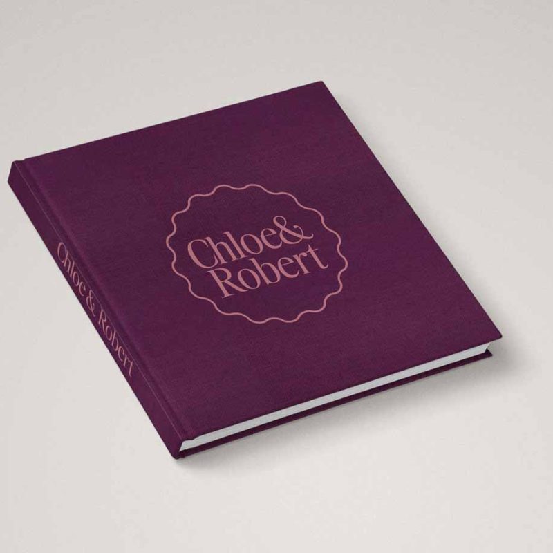 Purple wedding album in cover colour violet