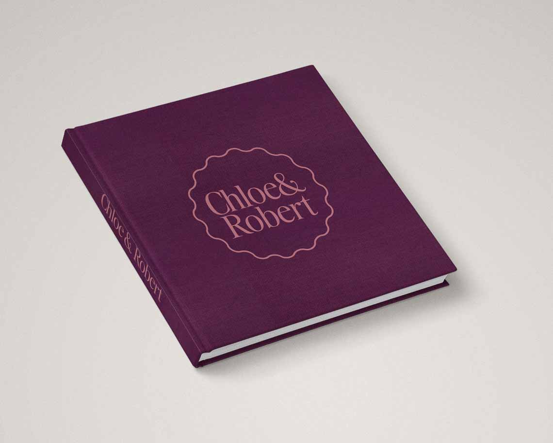 Purple wedding album in cover colour violet
