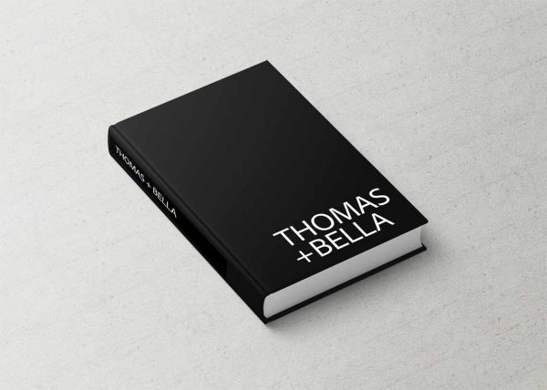 Luxe Wedding Album with minimalist monochrome cover inspired by the Tom Ford coffee table books