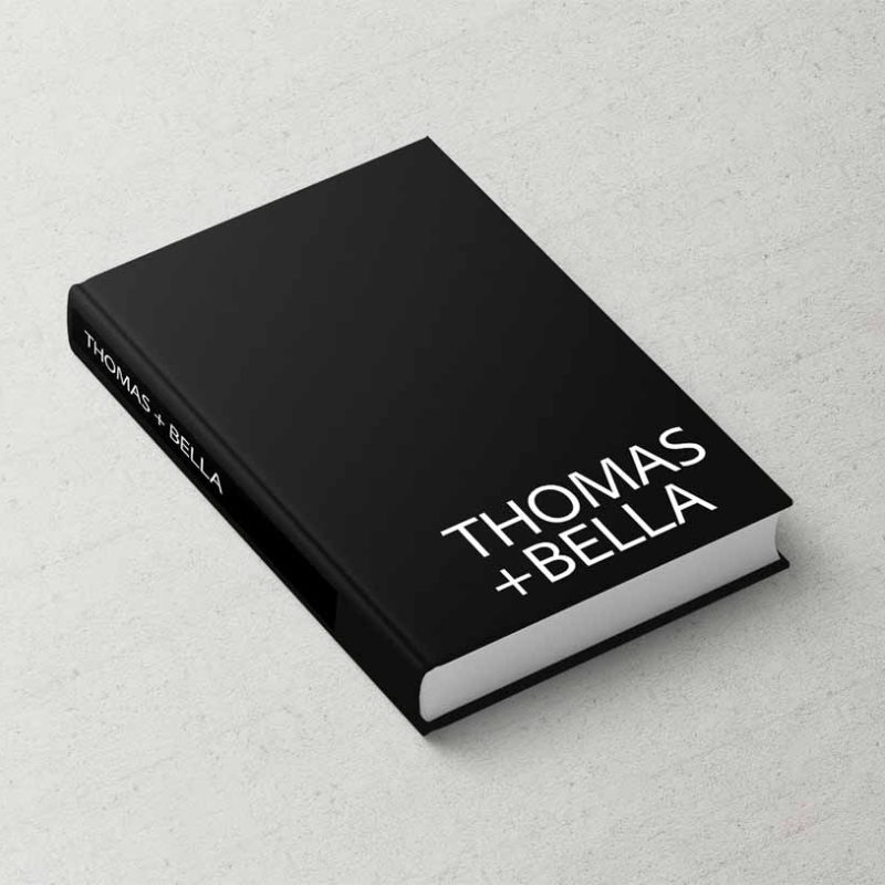 Luxe Wedding Album with minimalist monochrome cover inspired by the Tom Ford coffee table books