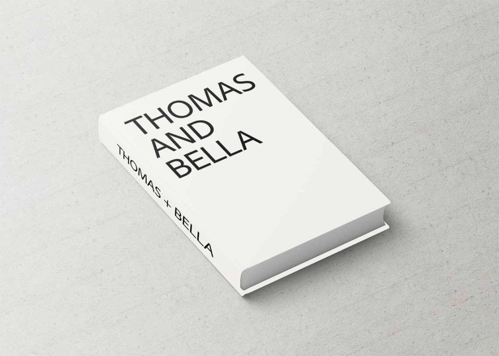 Fashion Series Wedding Album Off-White Printed Canvas Cover with Black Bold Typography