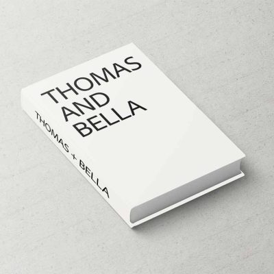 Fashion Series Wedding Album Off-White Printed Canvas Cover with Black Bold Typography
