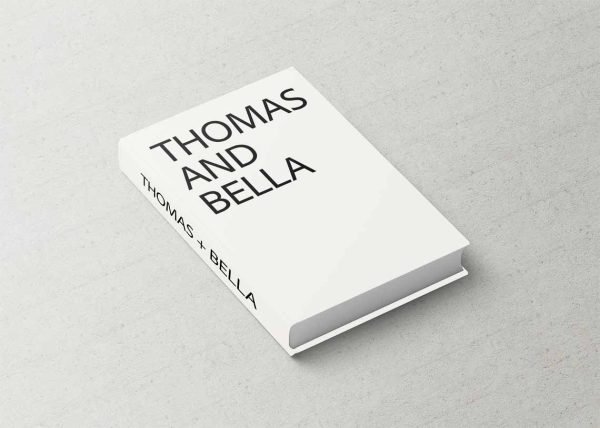 Fashion Series Wedding Album Off-White Printed Canvas Cover with Black Bold Typography