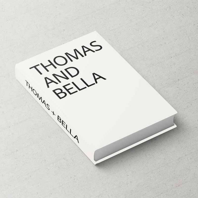 Fashion Series Wedding Album Off-White Printed Canvas Cover with Black Bold Typography