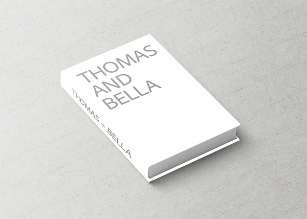 Fashion Series Wedding Album, White Printed Canvas Cover with Grey Bold Typography