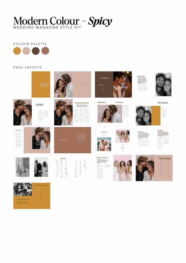 Wedding Magazine Modern Style Kit Moodboard in Spicy colour palette