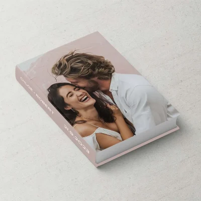 Custom Photo Cover Wedding Guest Book in vertical format