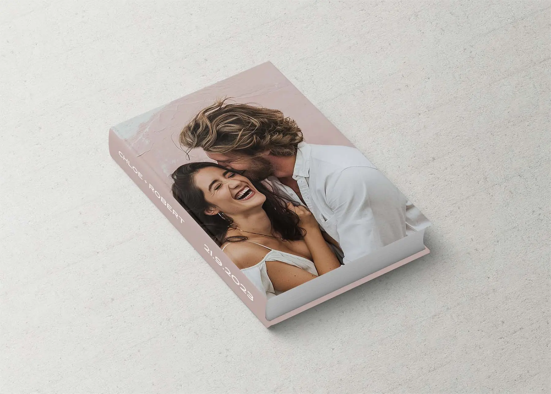 Custom Photo Cover Wedding Guest Book in vertical format