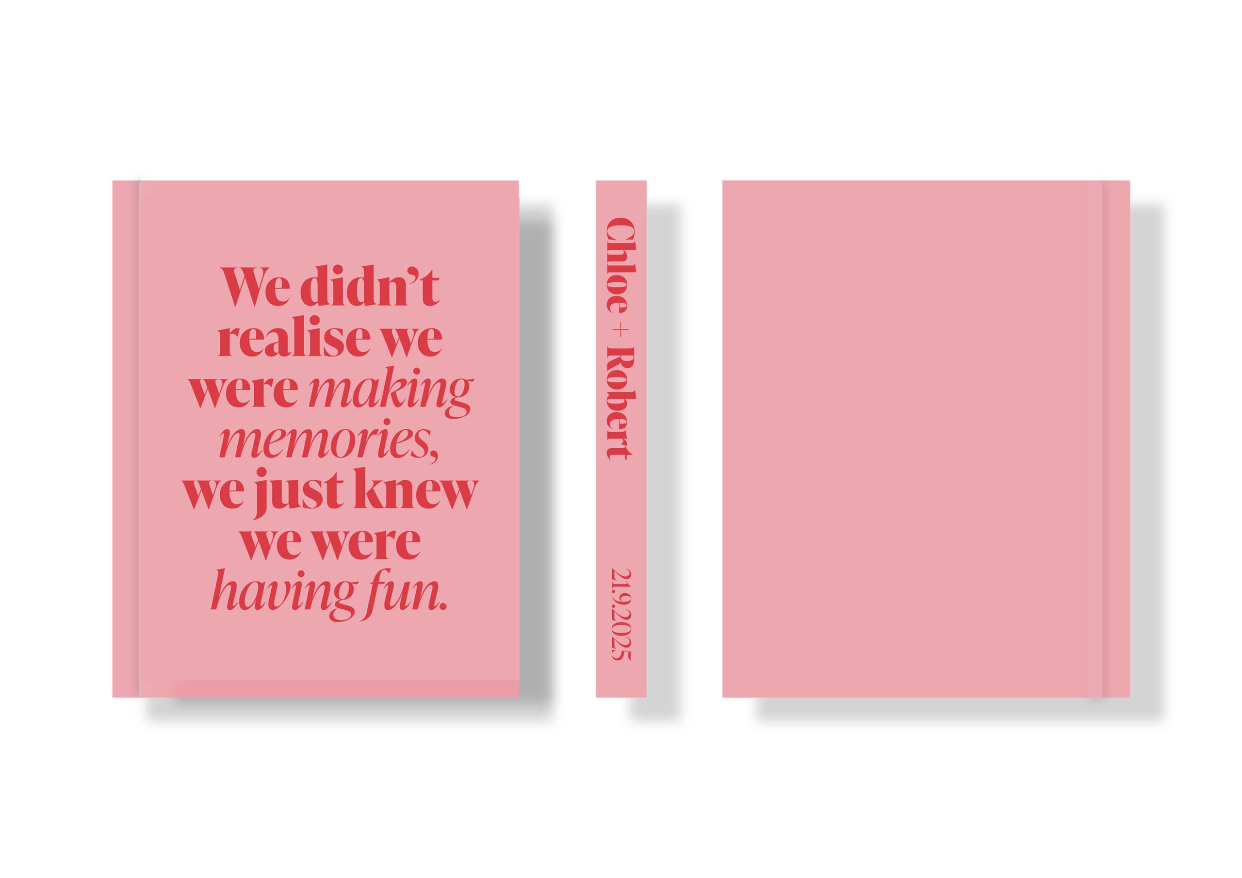 Wedding Photo Album Creative Collection - Custom Printed Fabric Cover - Pink & Red with Quote