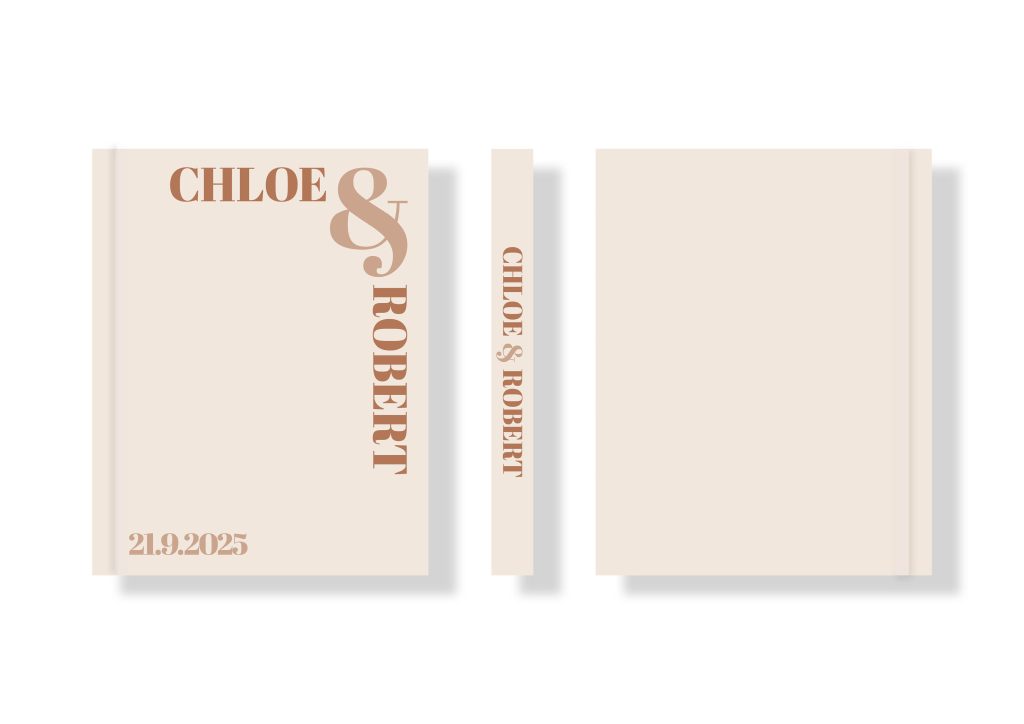 Wedding Photo Album Creative Collection - Custom Printed Fabric Cover - minimalist, neutral warm tones with brown accents