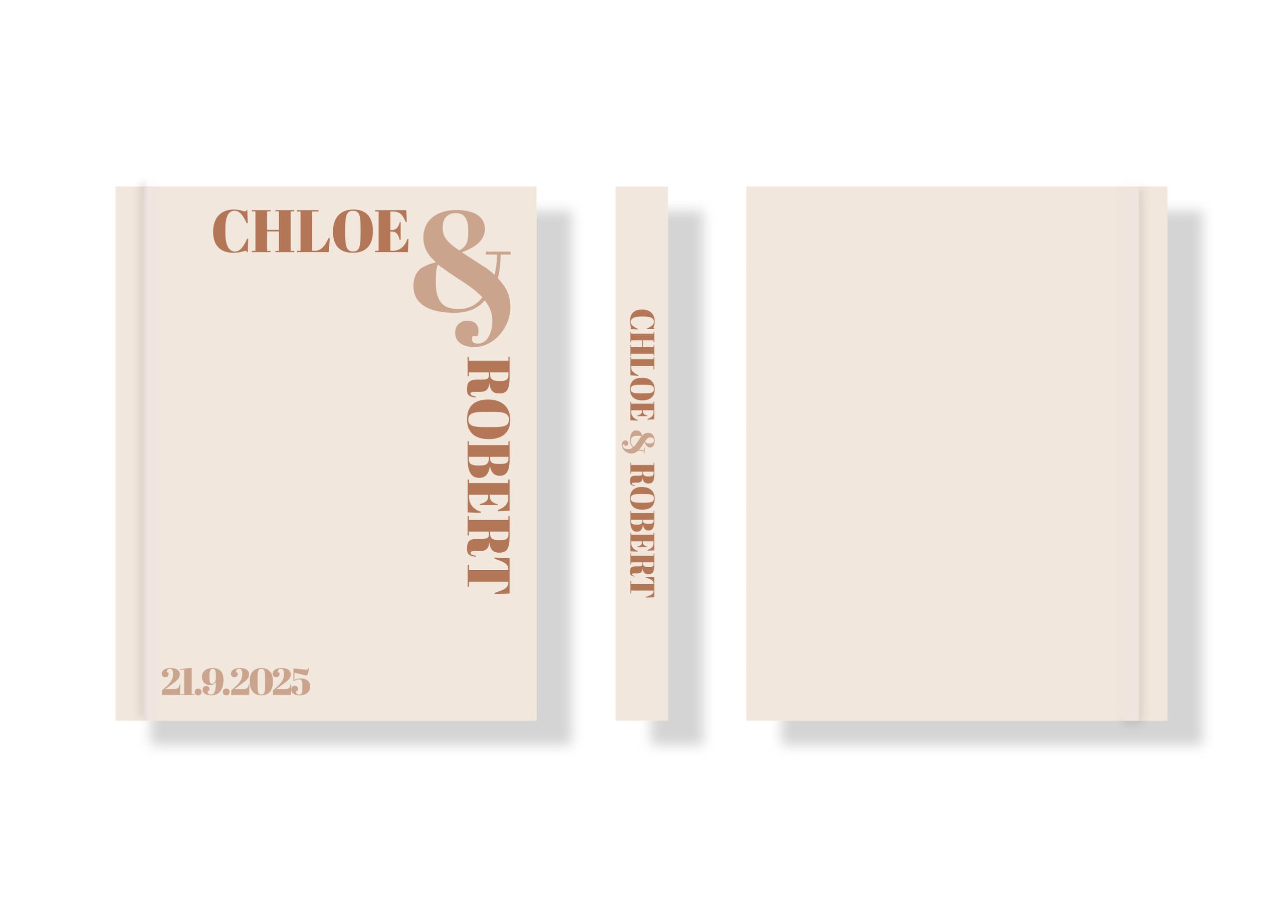 Wedding Photo Album Creative Collection - Custom Printed Fabric Cover - minimalist, neutral warm tones with brown accents