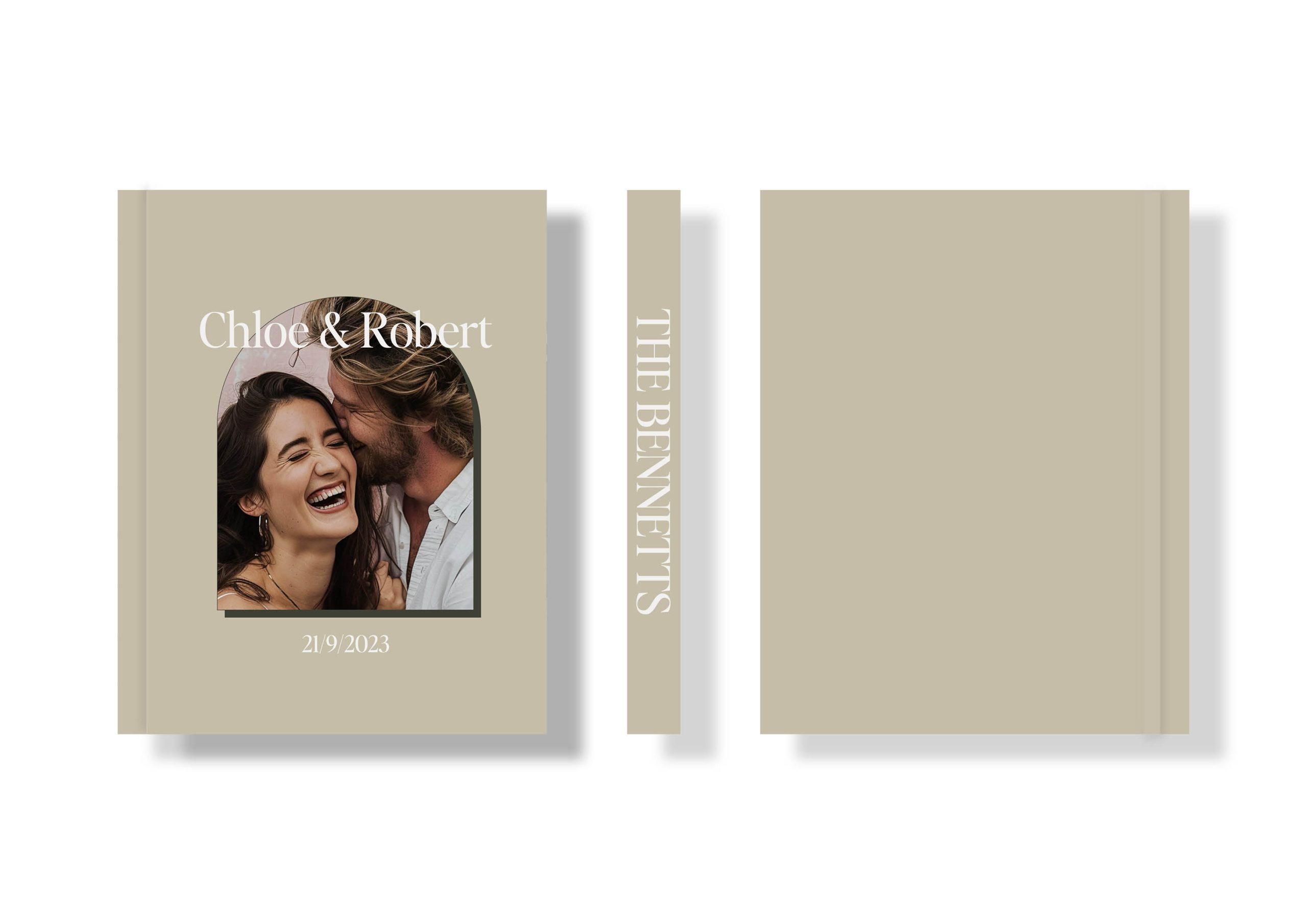 Wedding Photo Album - Creative Collection - Custom Printed Fabric Covers - Feature Photo in Modern Arch Frame
