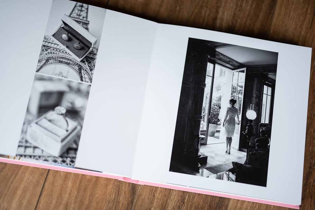 Wedding Photo Album design page layout in black & white