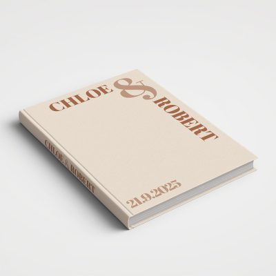 Personalised Wedding Guest Book Printed Cover - Natural Tones