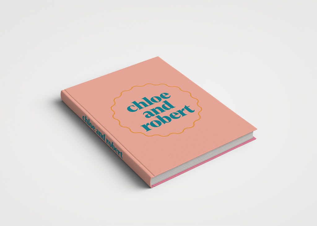 Personalised Wedding Guest Book Printed Cover - Aqua & Peach