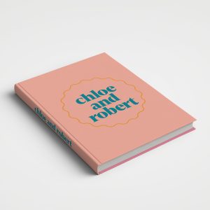 Personalised Wedding Guest Book Printed Cover - Aqua & Peach