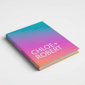 Personalised Wedding Guest Book Printed Cover - Gradient Neon Disco Vibe