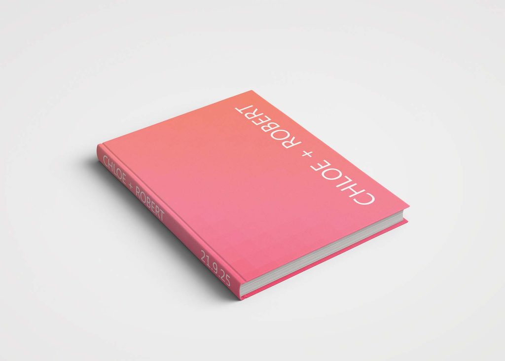 Personalised Wedding Guest Book Printed Cover - Gradient Neon Feminine