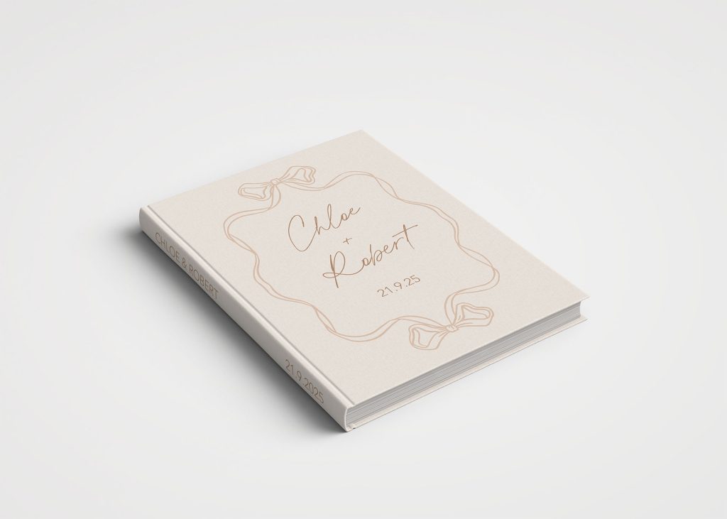 Personalised Wedding Guest Book Printed Cover - Whimsical Natural Tones