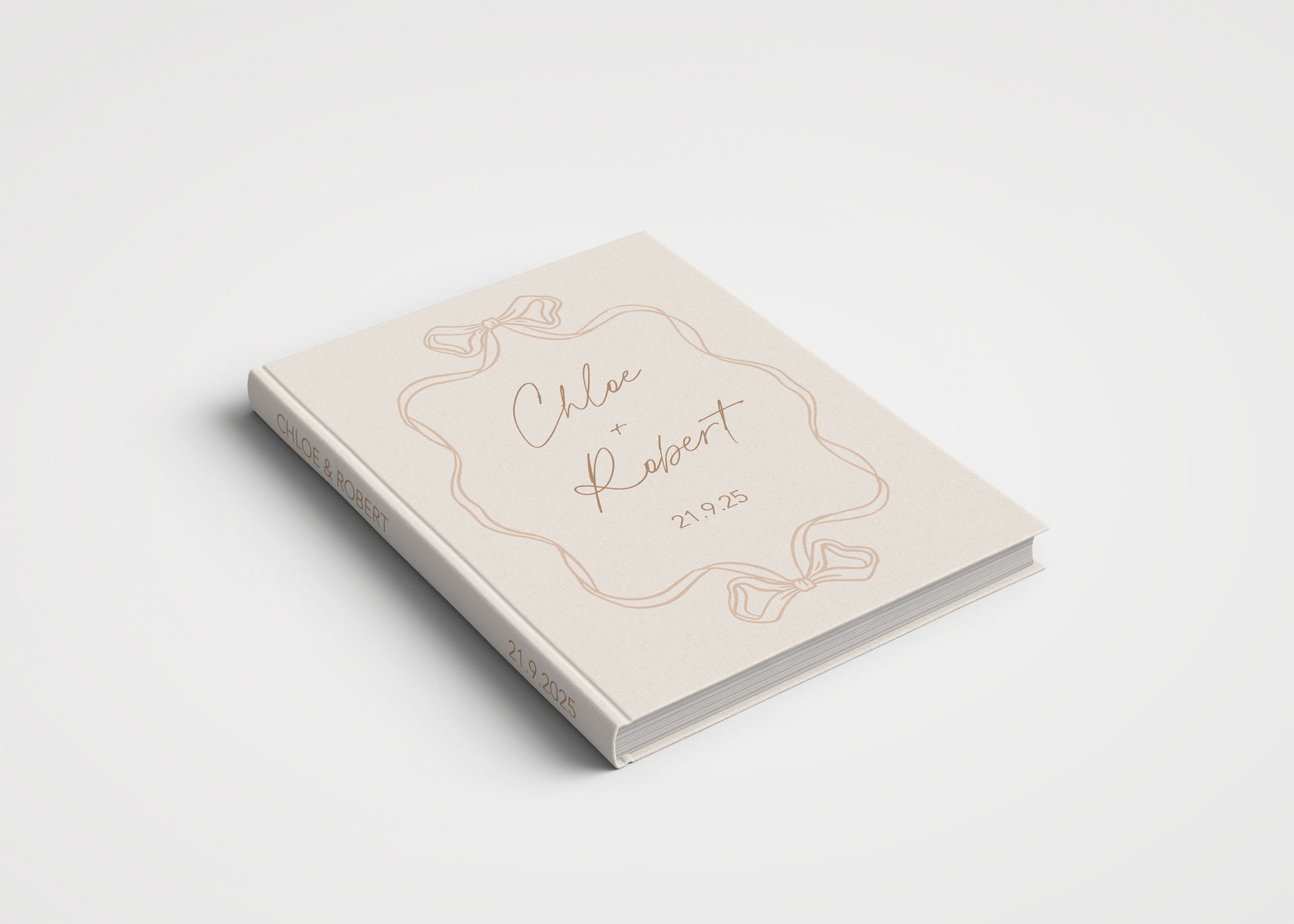 Personalised Wedding Guest Book Printed Cover - Whimsical Natural Tones