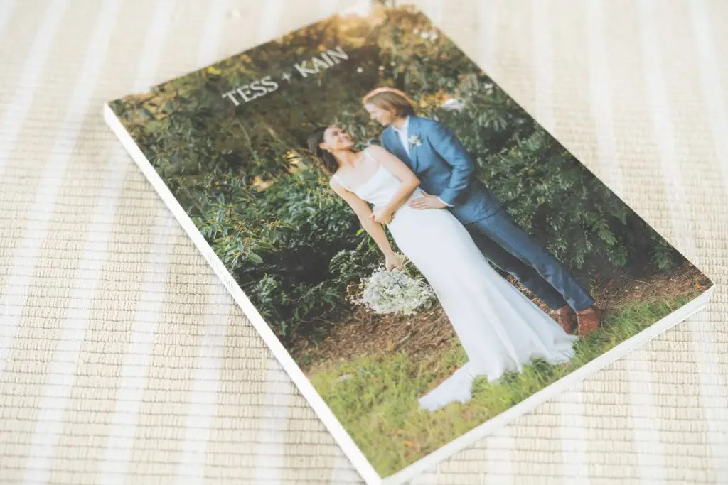 Custom Wedding Magazine designed for a couple having a minimalist black & white warehouse wedding ceremony.