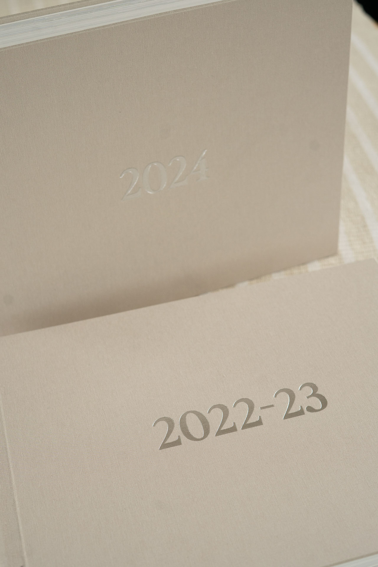 Custom Family Photo Albums with custom embossing. 2-Volume Set Photo Album Collection