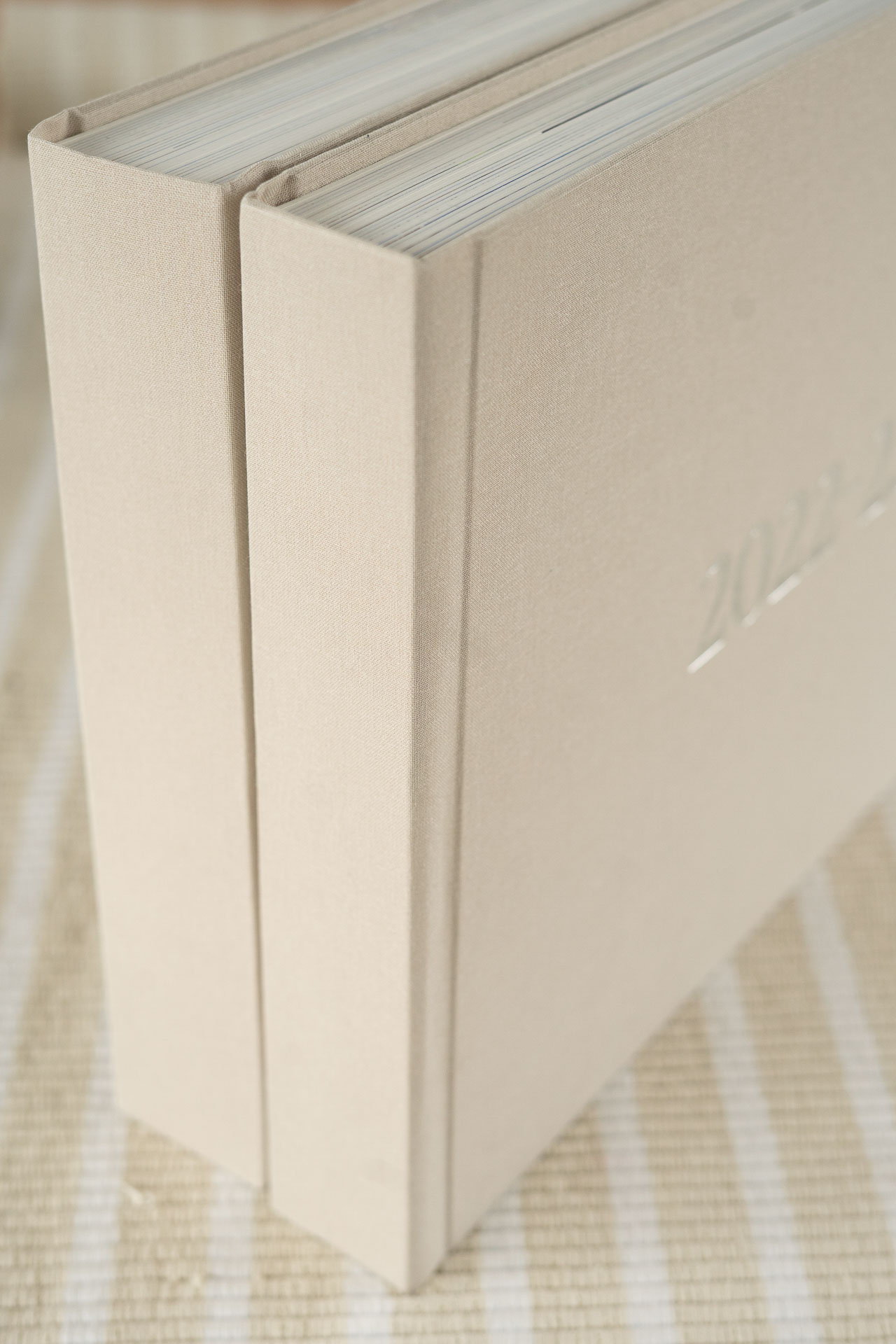 Custom Family Photo Albums with custom embossing. 2-Volume Set Photo Album Collection