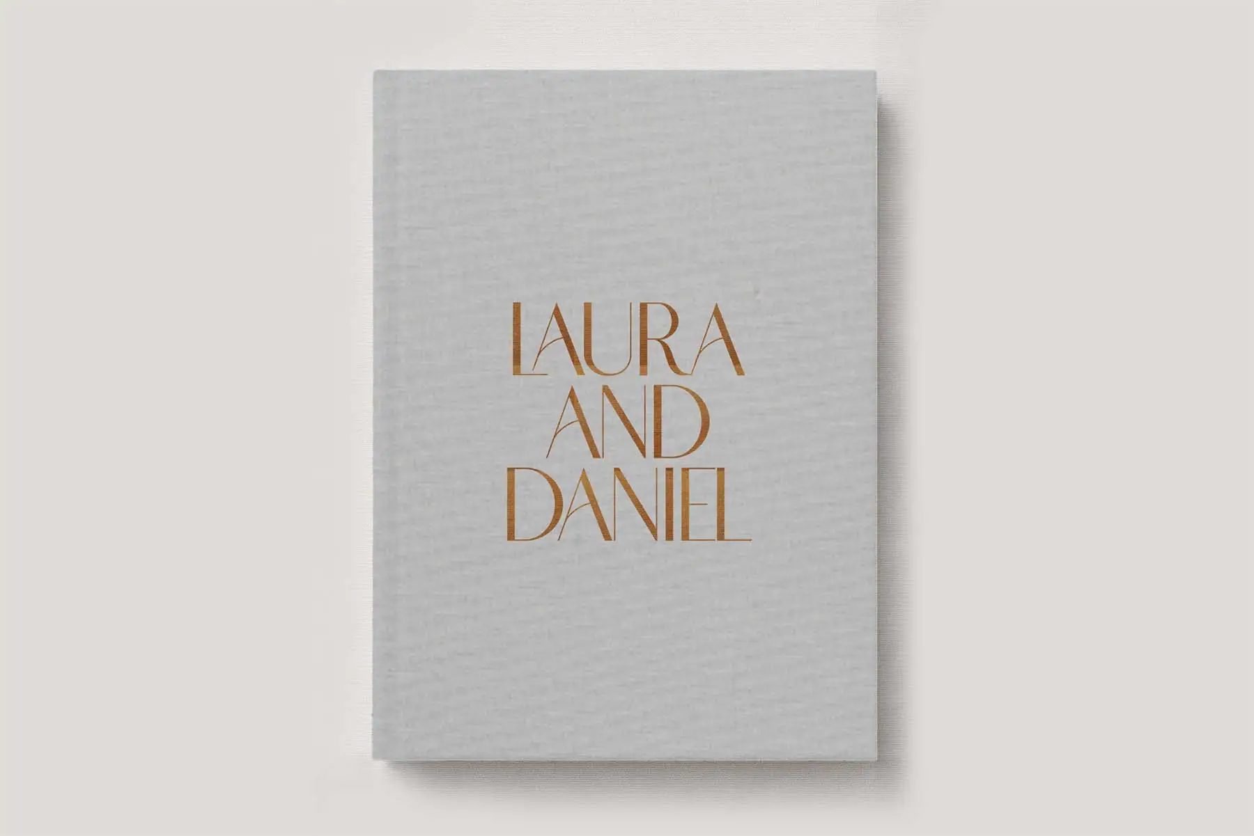 Premium Wedding Photo Album with luxe linen cover in colour Stone Grey. Available in 3 formats; Landscape (horizontal), Square & Portrait (vertical) in 3 sizes; small, medium and large photo albums.