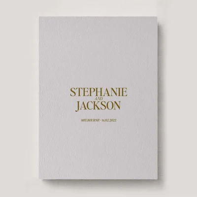 Premium Leather Wedding Photo Album in colour Ash (pale grey-ish neutral). Available in 3 formats; Landscape (horizontal), Square & Portrait (vertical) in 3 sizes; small, medium and large photo albums.