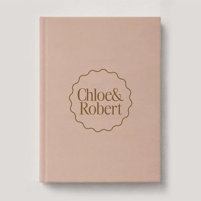 Premium Leather Wedding Photo Album in colour Nude (neutral palest pink). Available in 3 formats; Landscape (horizontal), Square & Portrait (vertical) in 3 sizes; small, medium and large photo albums.