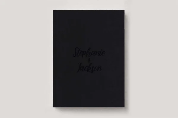 Premium Leather Wedding Photo Album in colour Raven (black). Available in 3 formats; Landscape (horizontal), Square & Portrait (vertical) in 3 sizes; small, medium and large photo albums.