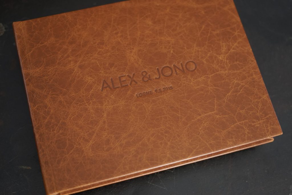 Genuine Leather wedding album in a gorgeous rich tan terracotta colour