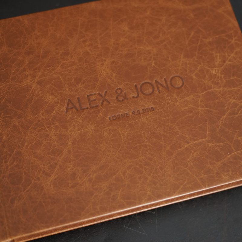Genuine Leather wedding album in a gorgeous rich tan terracotta colour. Also our albums are the perfect way to create a personalised guest book with a personalised cover, the best leather wedding guest book idea ever!