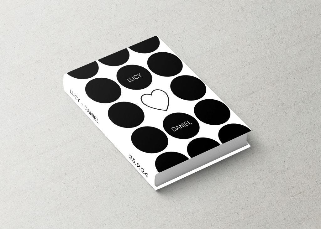 Wedding Album Cover Printed Desigh Black & White Polka Dots