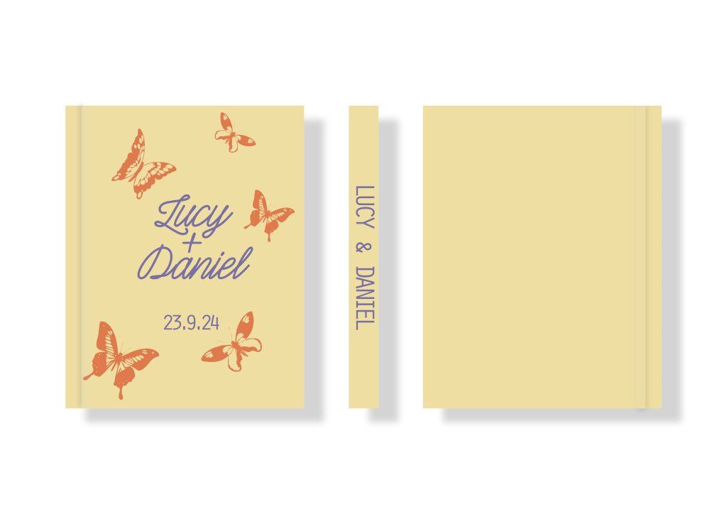 Wedding Album Cover - Printed Fabric Design - Creative II - Yellow Butterflies
