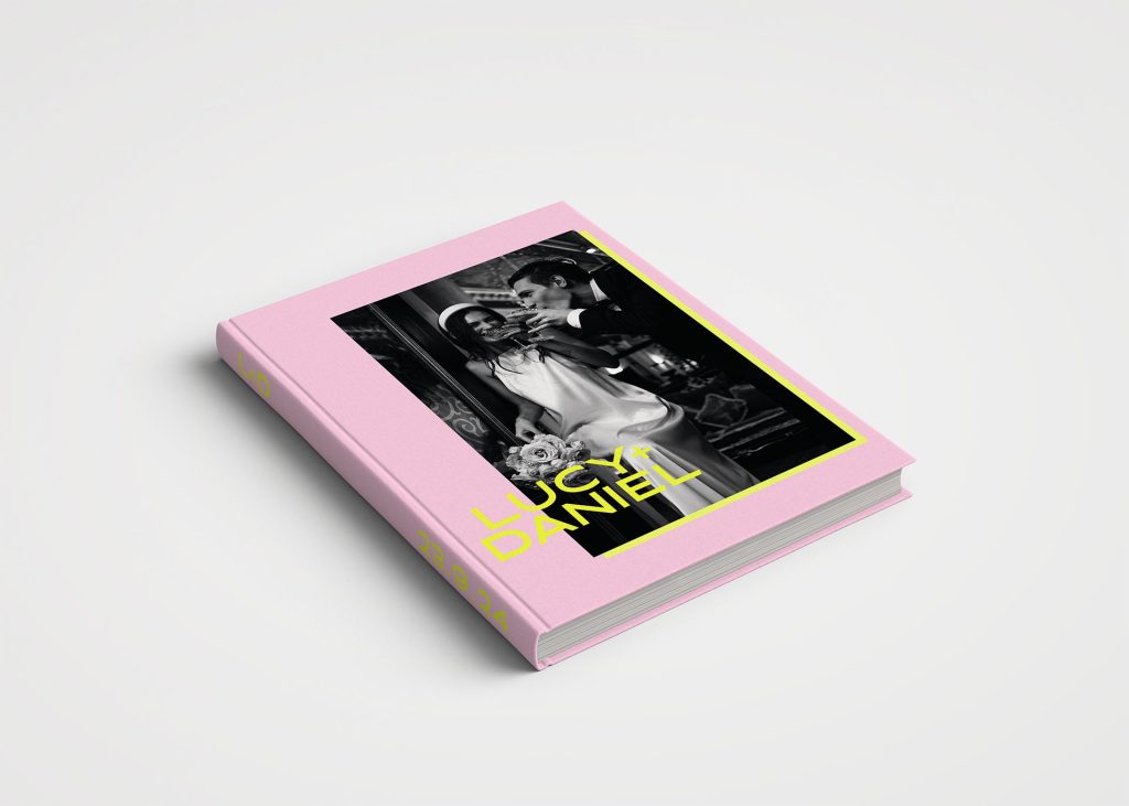 Wedding Album Printed Covers - Feature Photo in Mauve & Yellow Typography