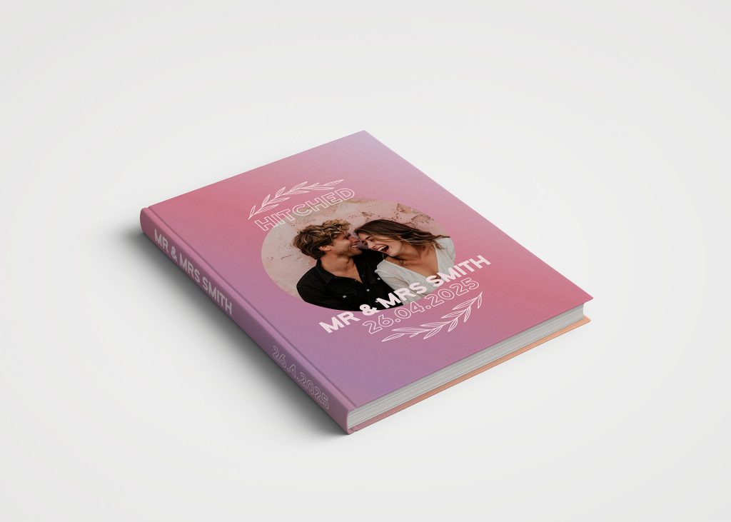 Wedding Album Printed Covers - Wedding Photo Album - Creative Collection - Custom Printed Fabric Covers 31 - Feature Photo in Dreamy Pink & Mauve