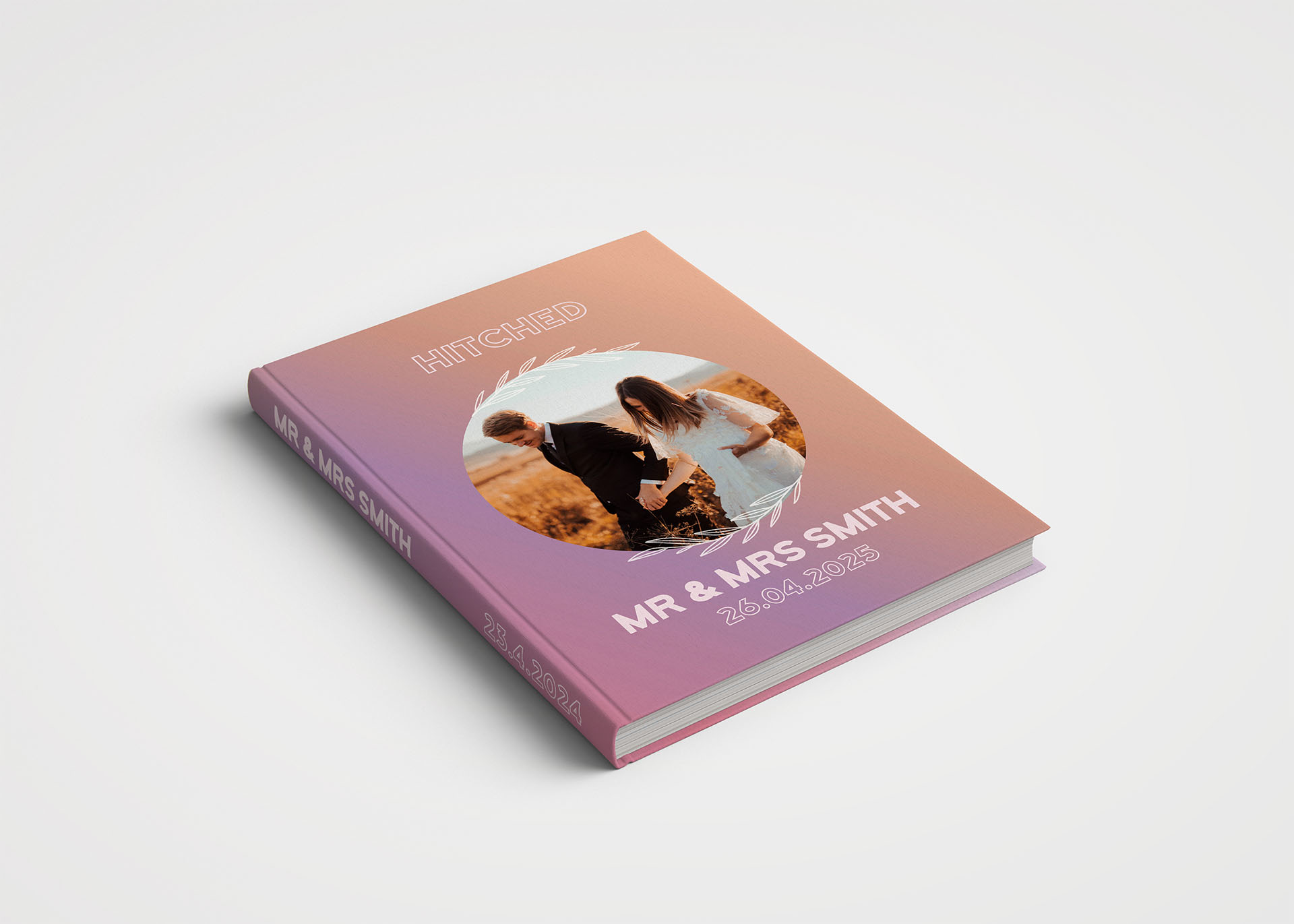 Wedding Album Printed Covers - Wedding Photo Album - Creative Collection - Custom Printed Fabric Covers 31 - Gradient Peach Mauve Pink