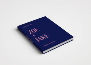 Wedding Album Creative Custom Printed Design - Colour Blocking & Bold Typography - Navy Blue & Pink