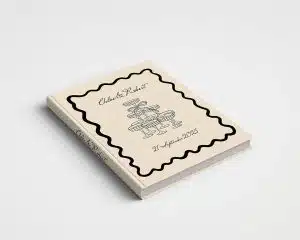 Luxury Wedding Album Collection: Wedding Album Creative Custom Printed Design Fabric Cover 02 Beige & Black Champagne Tower
