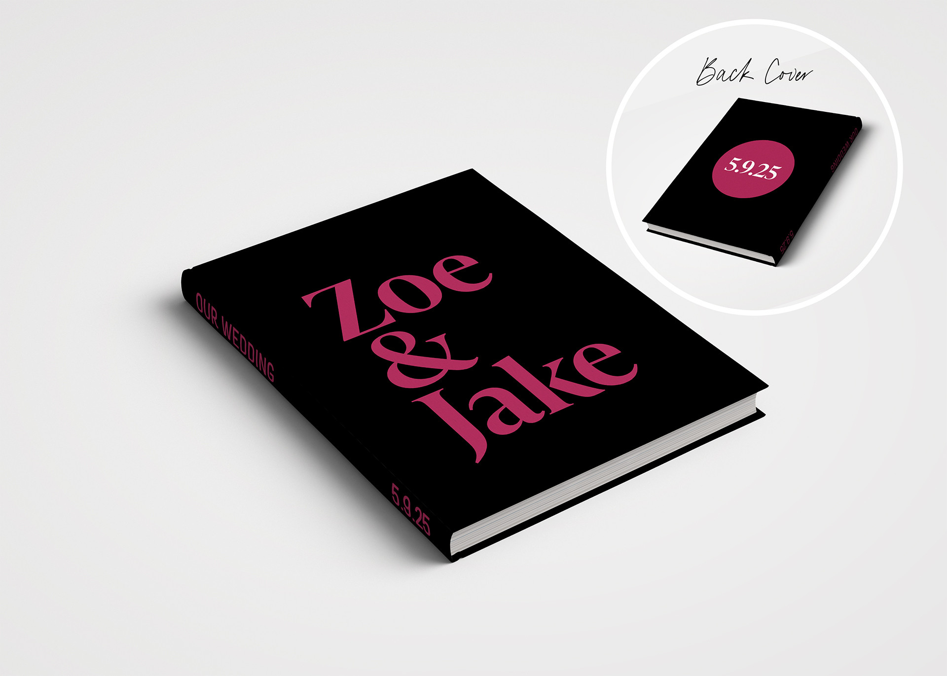 Wedding Album Printed Covers - Bold Cover Design Black and Pink