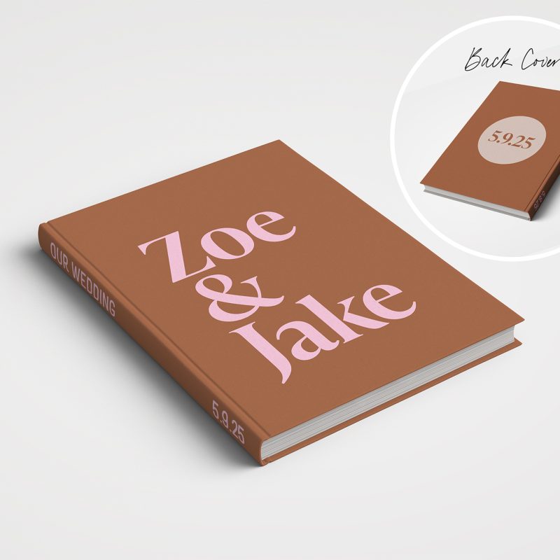 Wedding Album Printed Covers - Bold Cover Design Tan and Pink