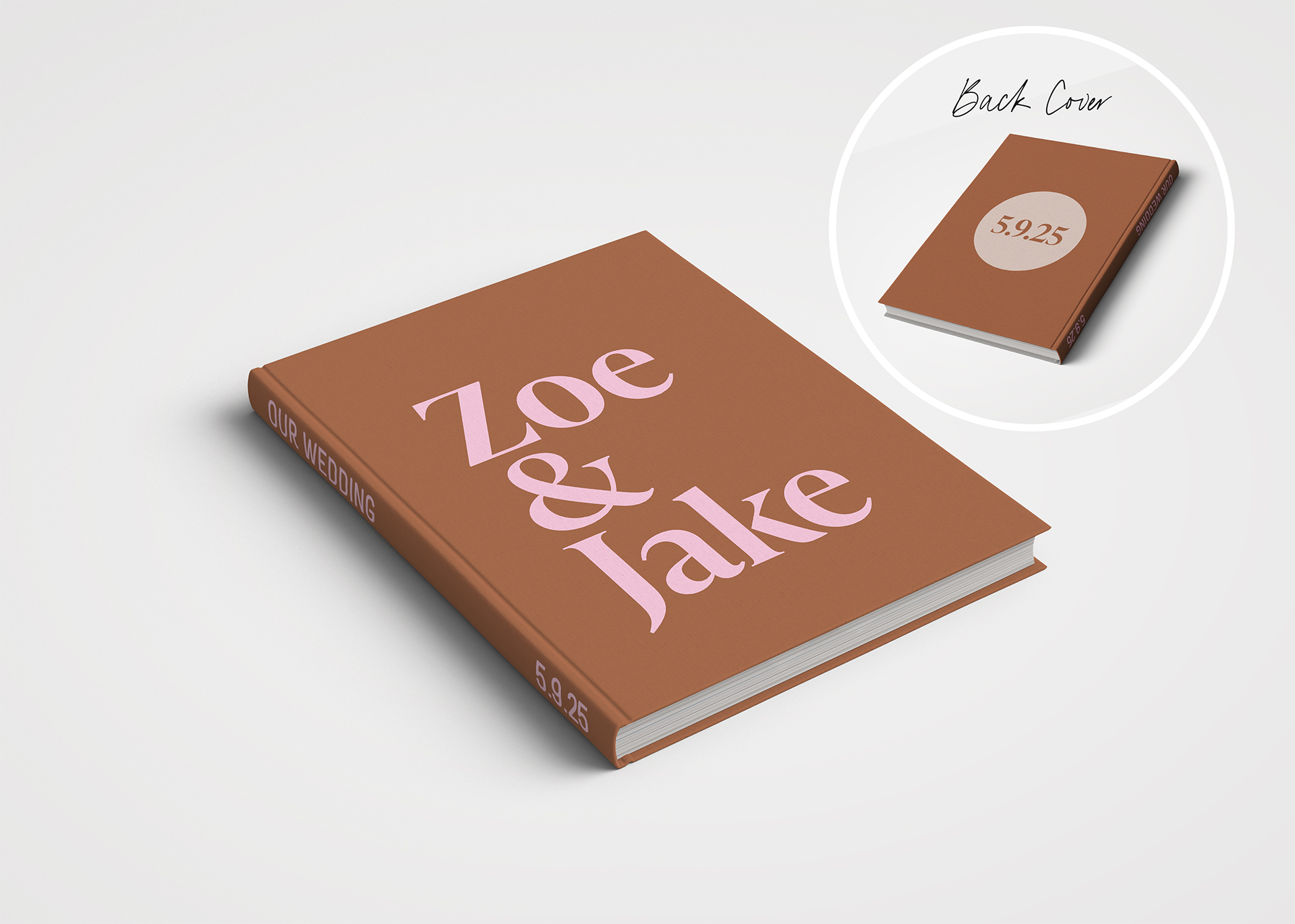Wedding Album Printed Covers - Bold Cover Design Tan and Pink