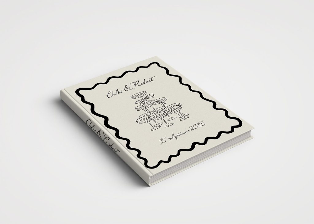 Wedding Album Printed Covers - Champagne Tower Cool Tones Black and Grey